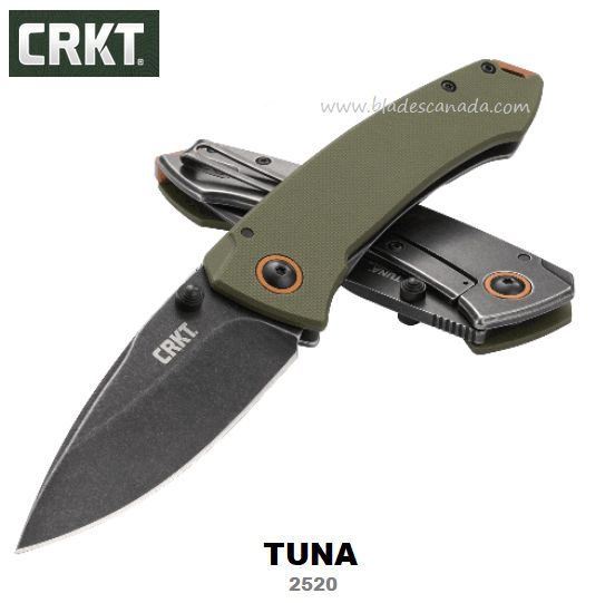 CRKT Tuna Framelock Folding Knife, G10 Black, 2520
